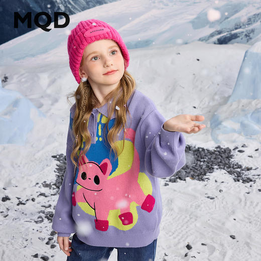 【MQD】冬季新品女大童学院风卡通可爱套头毛衣 商品图0