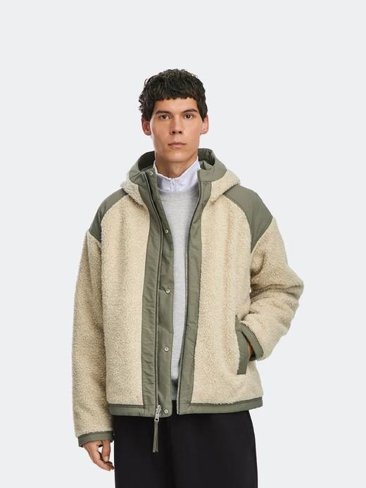 大鹅 双面穿仿羊羔毛拉链连帽夹克抓绒外套 Z-15782 商品图2