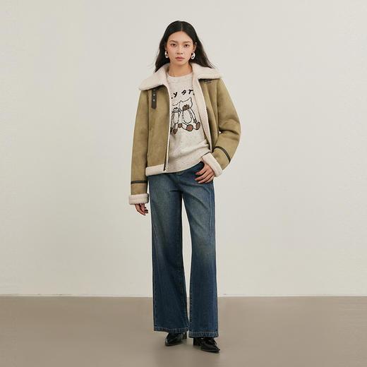 NEELLY纳俪商场同款冬新款翻领简约外套女百搭潮流时尚保暖机车服N25114C04603 商品图2