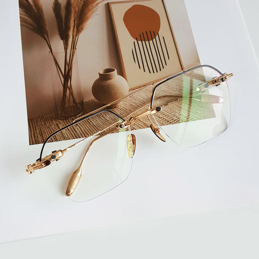 【98新闲置】Chrome hearts克罗心金色拼黑色双梁飞行员款FLUID尼康防蓝光平光眼镜58-18-147中性款 040126NJT06 商品图6