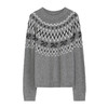 NEELLY纳俪商场同款冬季新款民族提花圆领撞色毛衣女提花显瘦上衣N25114A04574 商品缩略图3