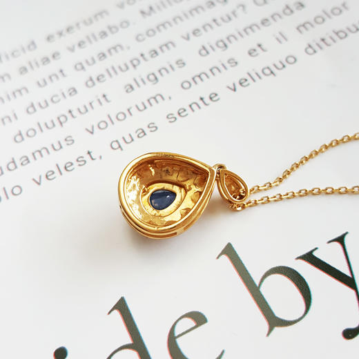 【天然正品】AU750黄金镶钻镶天然水滴型0.40克拉皇家蓝蓝宝石吊坠项链18.2*11.1*6.0MM(皆取最大值)链长：44CM（长度可调节） 231225TJ30 商品图5