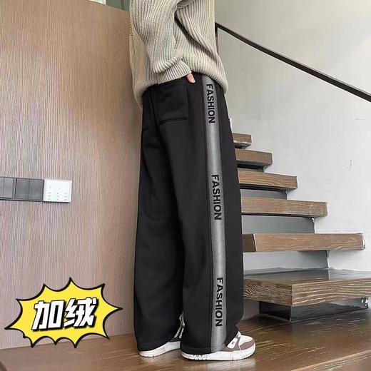 F010740冬季加绒美式字母串标相拼运动休闲直筒卫裤 商品图7