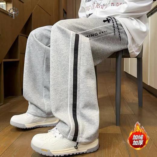 F010776新款两色高品质串标相拼加绒加厚休闲运动长裤 商品图6