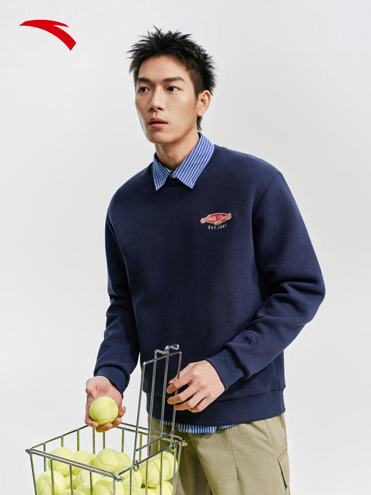 安踏圆领套头衫卫衣男士新款潮流百搭宽松休闲长袖上衣152618703S 商品图0