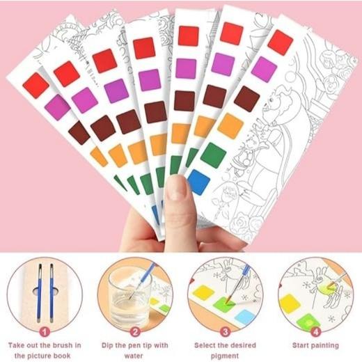 童话梦境水彩画书 旅行袖珍水彩书套装 带画笔的袖珍水彩画册 商品图3