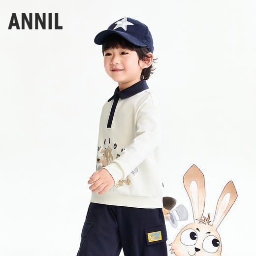 【实体店同款】男童翻领针织卫衣春季新款安奈儿童装XB611064 商品图2