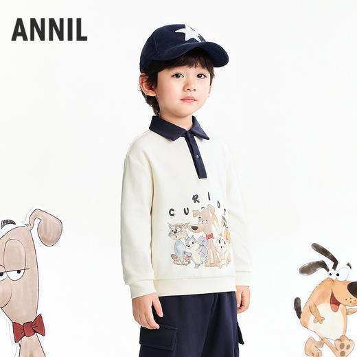 【实体店同款】男童翻领针织卫衣春季新款安奈儿童装XB611064 商品图0