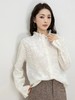 F010779法式气质木耳边半高领立体提花喇叭袖羊毛针织衬衫 商品缩略图5