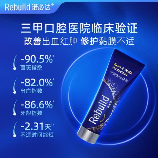 【购10支送总价值279元50g3支免费试用+万毛牙刷4支】诺必达Rebuild护龈固齿牙膏 牙齿松动、敏感疼痛、牙龈出血肿痛、牙龈炎、口腔溃疡、牙黄牙黑及种植牙、假牙者推荐使用 商品图4