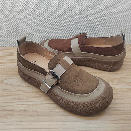 2025春季新款豪行真皮单鞋25143002女生百搭时尚休闲软底板鞋 商品图3