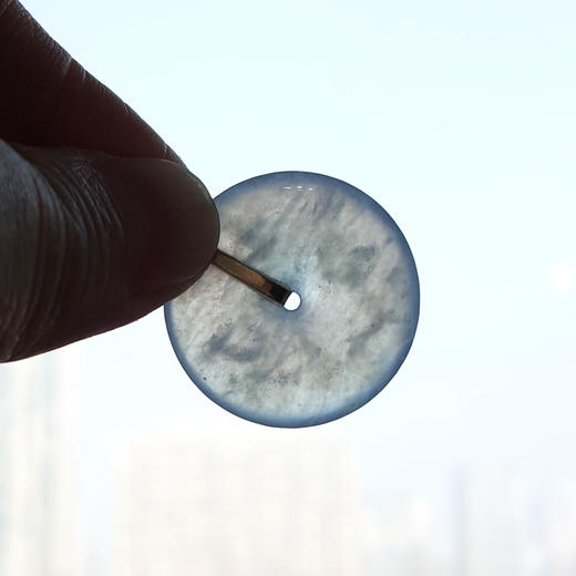 【天然正品】A货翡翠AU750黄金镶天然细腻冰种晴水平安扣翡翠吊坠项链31.4*25.6*4.4MM(皆取最大值)链长：45CM（长度可调节）071125AH49 商品图7