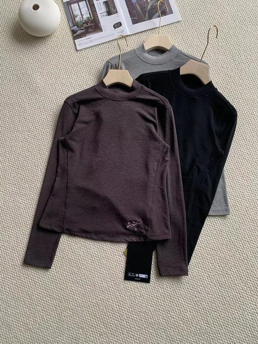 F010713女士半高领微双面短绒拉绒长袖打底T恤 商品图2