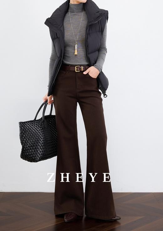 土耳其新作四面弹美拉德复古美式蓝显瘦加绒喇叭裤 商品图4