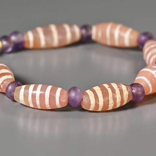 镶蚀红玉髓线珠+西亚高古紫水晶手串 商品图4