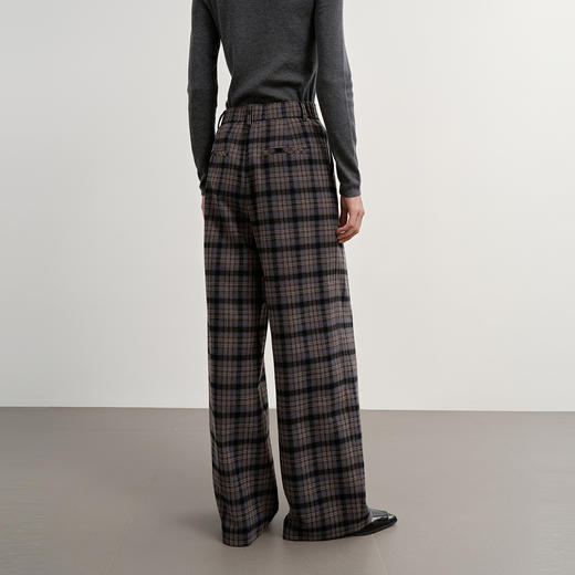 NEELLY纳俪商场同款冬季新款复古格纹休闲阔腿裤女百搭时髦长裤N25113H01161 商品图1