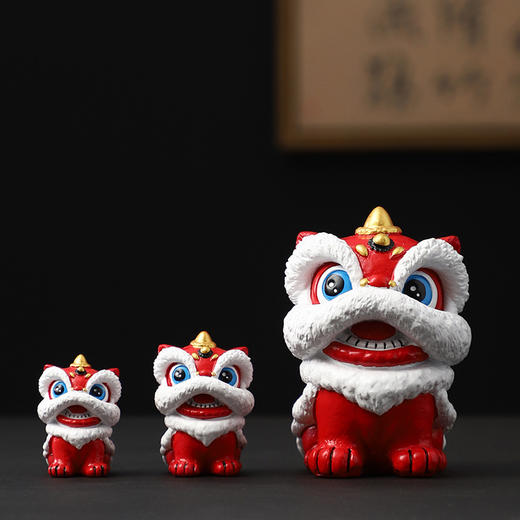 【手工雕刻立体逼真❗️精美锦盒装】国风红色喜庆醒狮摆件送客户老外高级感工艺品伴手礼创意生日礼物。jc 商品图1