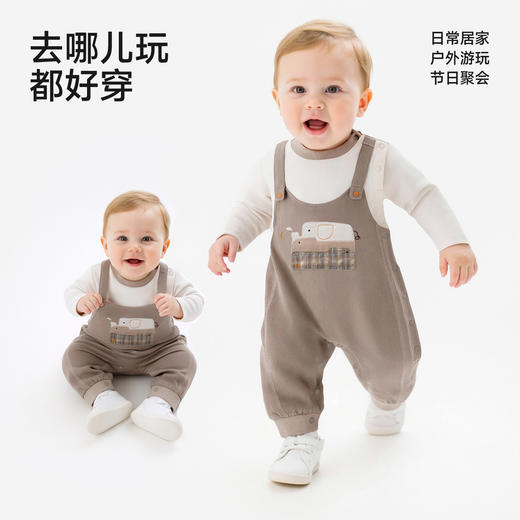 【商场同款】英氏婴儿长袖男宝宝衣服外出爬爬服可爱卡通连身衣 商品图3