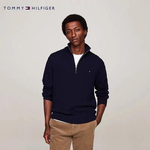 F010772秋冬男装绞花肌理半拉链立领全棉针织衫毛衣 商品图3