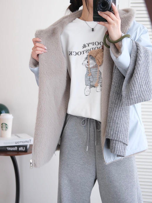 【百图lulu定制】【北海道仿貂毛外套】内里复合水貂毛 连帽保暖外套 商品图10