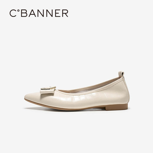 【上新】千百度蝴蝶结真皮浅口单鞋女2026春季新款低跟平底小香风晚晚单鞋A26181367 商品图2