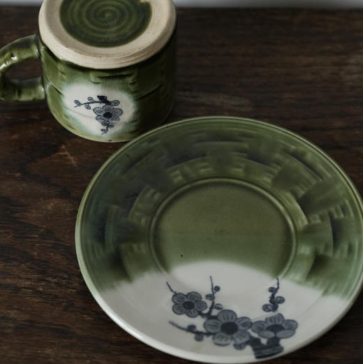 日本织布烧手绘梅花咖啡杯碟 X1454 商品图3