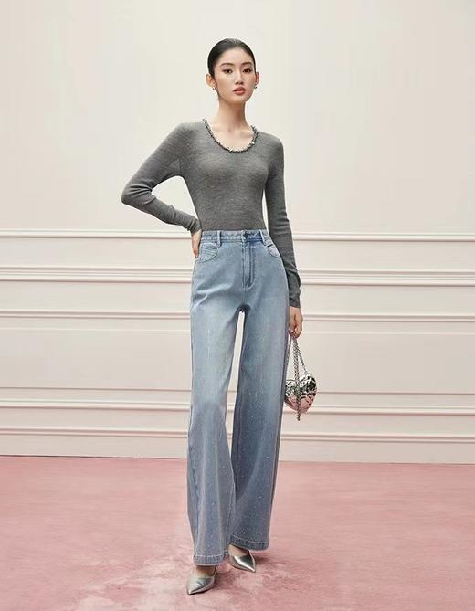 F010780冬季法式气质重工手缝钉钻领亮闪羊毛针织衫 商品图7