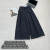 F010747后半松紧腰毛呢羊毛裤宽松直筒加绒休闲阔腿裤女秋冬裤子八分裤 商品缩略图0