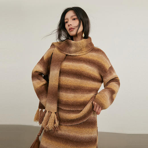 NEELLY纳俪商场同款冬季新款美拉德色系百搭针织套装女毛衣半身裙N25114Z04612 商品图2