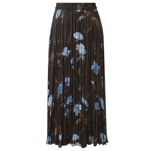 三彩2026春季新款复古压褶印花半身裙高腰长裙大摆A字垂感裙子S 商品图4