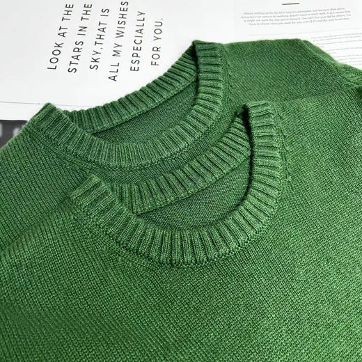 F010702显白碧玺绿~冬季糕级感宽松百搭套头圆领羊毛毛衣 商品图12
