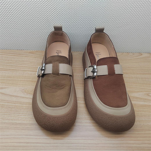 2025春季新款豪行真皮单鞋25143002女生百搭时尚休闲软底板鞋 商品图1