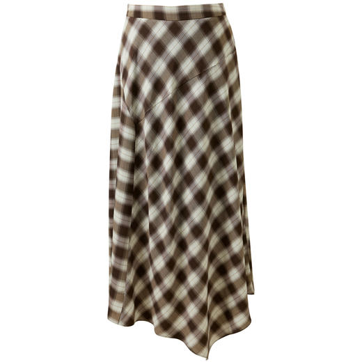 三彩2026春季新款格纹半身裙高腰不规则A字裙长裙游牧风M 商品图4