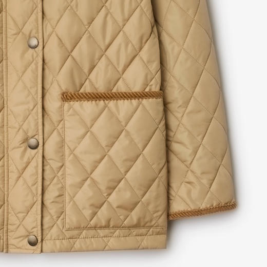 BURBERRY 巴宝莉 女士马术骑士设计标签绗缝尼龙谷仓夹克棉服 驼色 8107464 C1544 商品图1