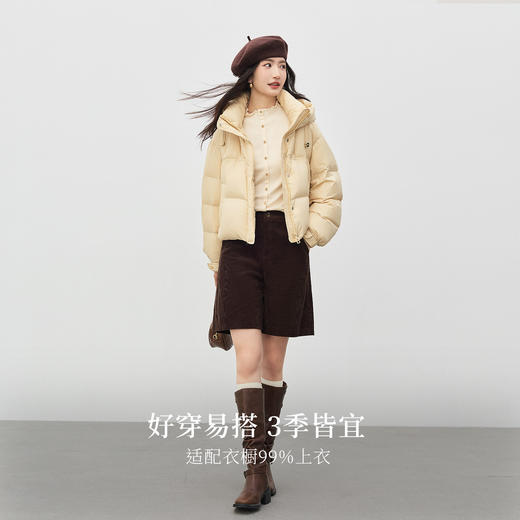 【1/21新品】熙世界棕色复古灯芯绒五分裤女秋冬100%棉坑条宽松直筒休闲阔腿裤 商品图2