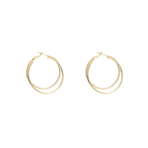 三彩2026新款双圈肌理纹镀金耳环S925银针复古大圈通勤轻熟简约 商品图2