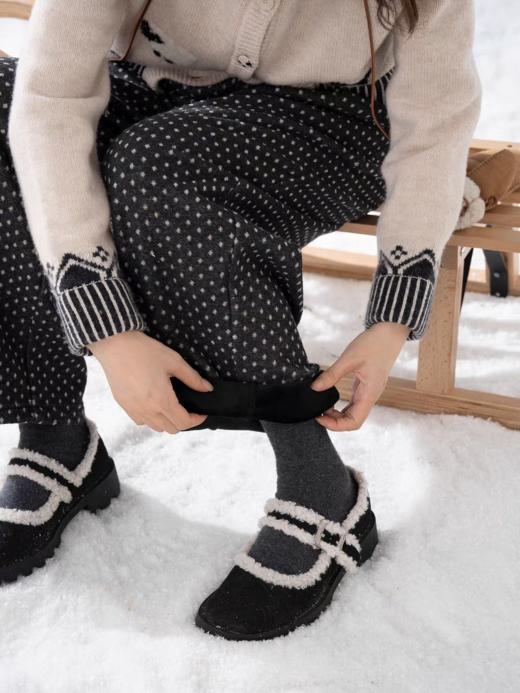 浮生八记/25D242/复古波点格纹冬日加绒高克重卫裤 商品图1