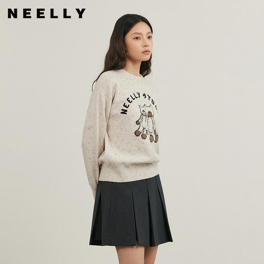 NEELLY纳俪商场同款冬季新款羊毛圆领套头针织衫女简约慵懒毛衣N25114A04568 商品图0