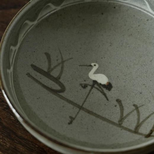 日本作家辰山手绘仙鹤陶盘 带原盒 X1453 商品图2