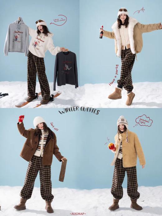 浮生八记/25D242/复古波点格纹冬日加绒高克重卫裤 商品图2