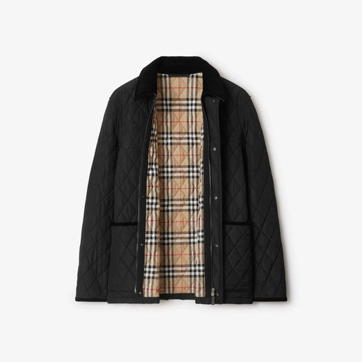 BURBERRY 巴宝莉 男士马术骑士设计标签绗缝尼龙谷仓夹克棉服 黑色 8110356 A1189 商品图1