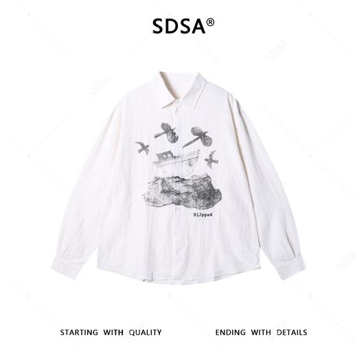 SS31229SDSA秋冬新款痞帅男装GV撞色印花设计翻领长袖衬衫休闲舒适衬衣 商品图1