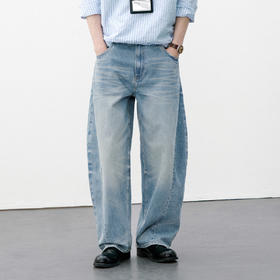 714street美式复古水洗做旧牛仔裤男2026春季潮牌休闲弧线弯刀裤