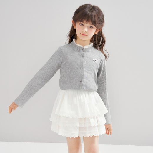笛莎Deesha 2026春季女童时尚学院风假两件拼接针织外套 商品图0