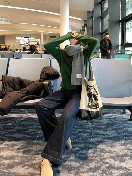 F010702显白碧玺绿~冬季糕级感宽松百搭套头圆领羊毛毛衣 商品图0