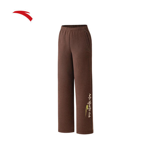 安踏易打理休闲长裤女冬季新款宽松阔腿针织直筒卫裤子162618309S 商品图4