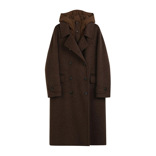 NEELLY纳俪商场同款冬季新款可拆卸羽绒马甲款毛呢大衣女通勤外套N25114N04611 商品图3