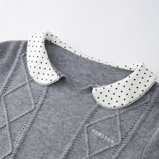 HERLIAN 2026年春季新品波点娃娃领撞色套头针织衫女上衣 商品图3