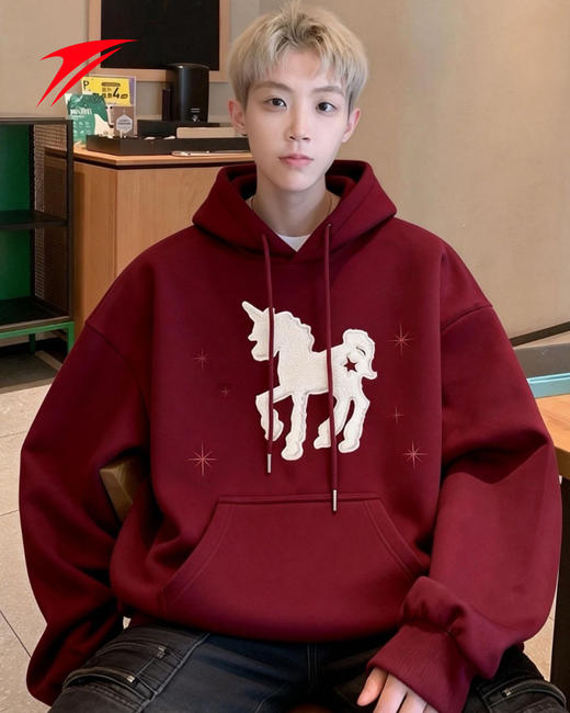 金莱克马年连帽卫衣男女款春季简约百搭宽松打底衫情侣外套卫衣JLK6211 商品图10