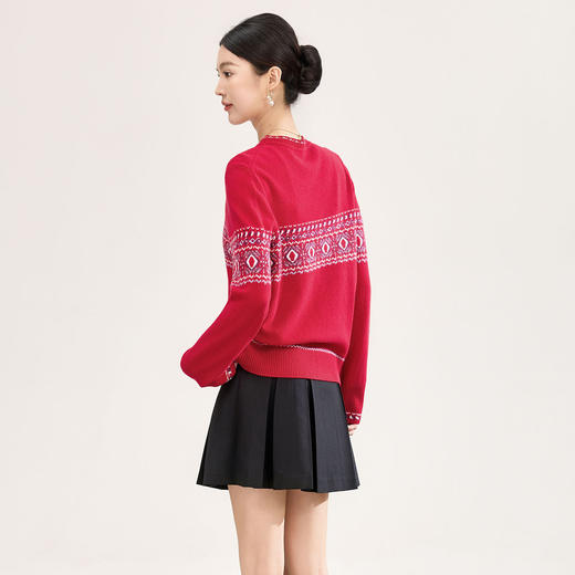 「高货wl」全新升级【铂金会员293/天猫399/差价106】(10236)洛诗琳新年系列羊毛上衣2026新款费尔岛提花针织毛衣女 商品图1